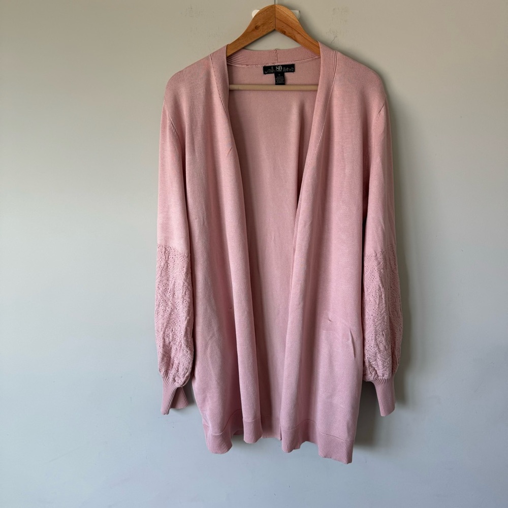 Pink Open Front Cardigan